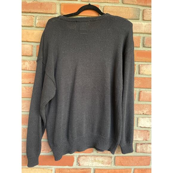 Vintage 80s Western Connection Large Black Beaded Knit Sweater, Relaxed Fit - Picture 5 of 6